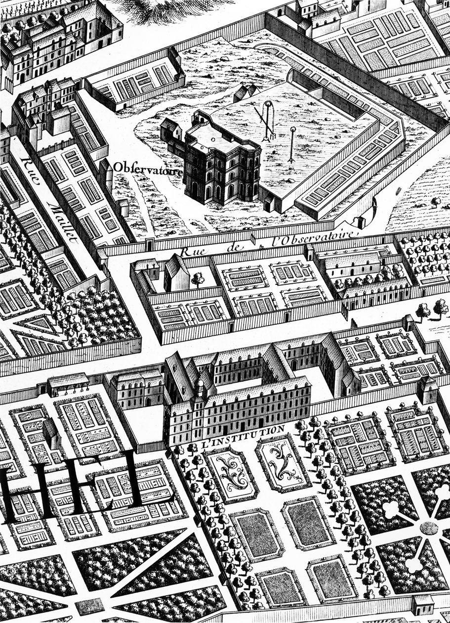 Gözlemevi, Plan de Turgot olarak bilinen Paris Planı'ndan detay, Claude Lucas tarafından oyulmuş, 1734-39, 233535 gravür detayı by Louis Bretez
