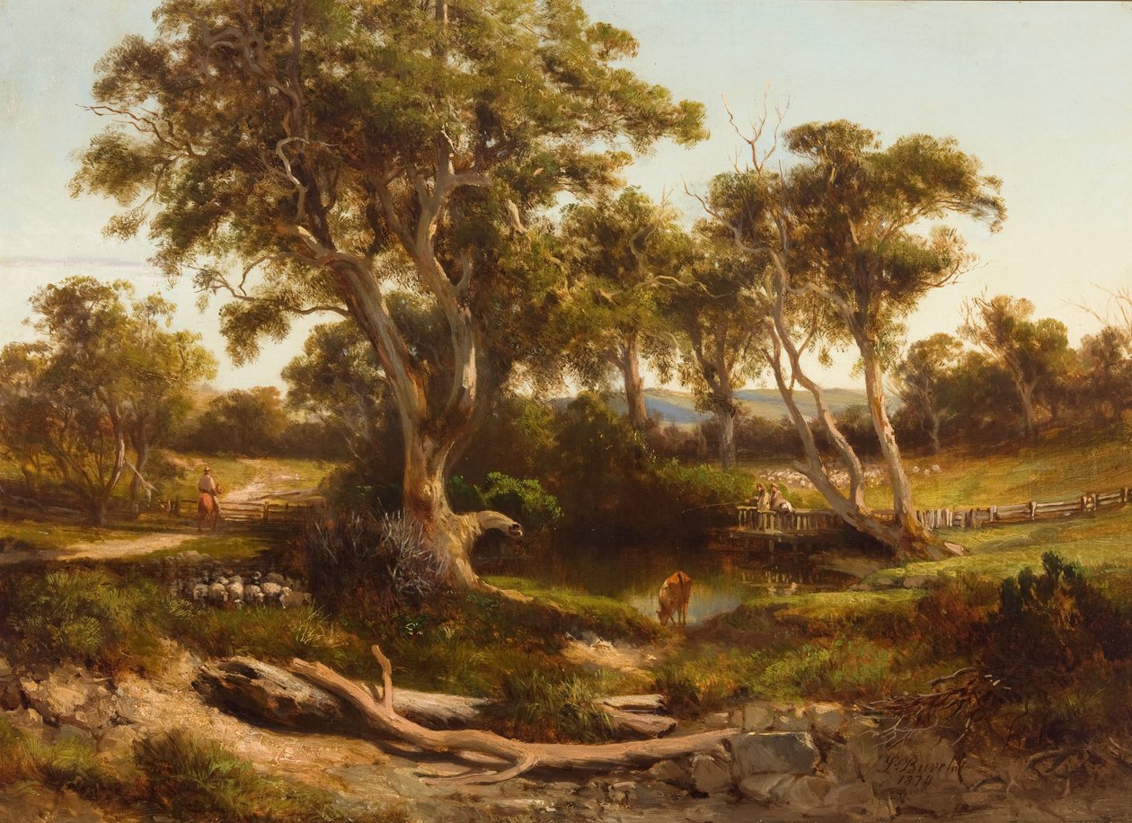 Batı bölgesinde koyun yıkama by Louis Buvelot