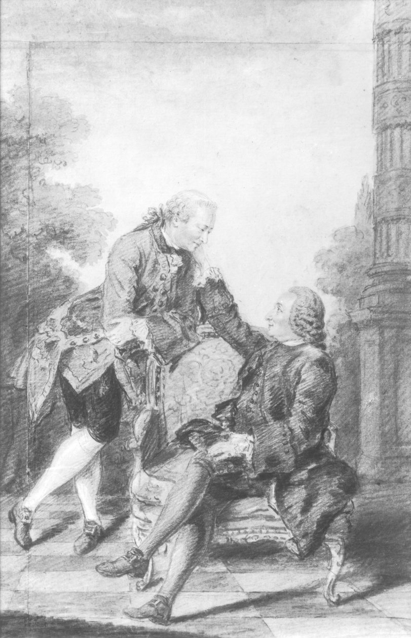 Denis Diderot (1713-84) ve Melchior, Baron de Grimm (1723-1807) by Louis Carrogis dit Carmontelle
