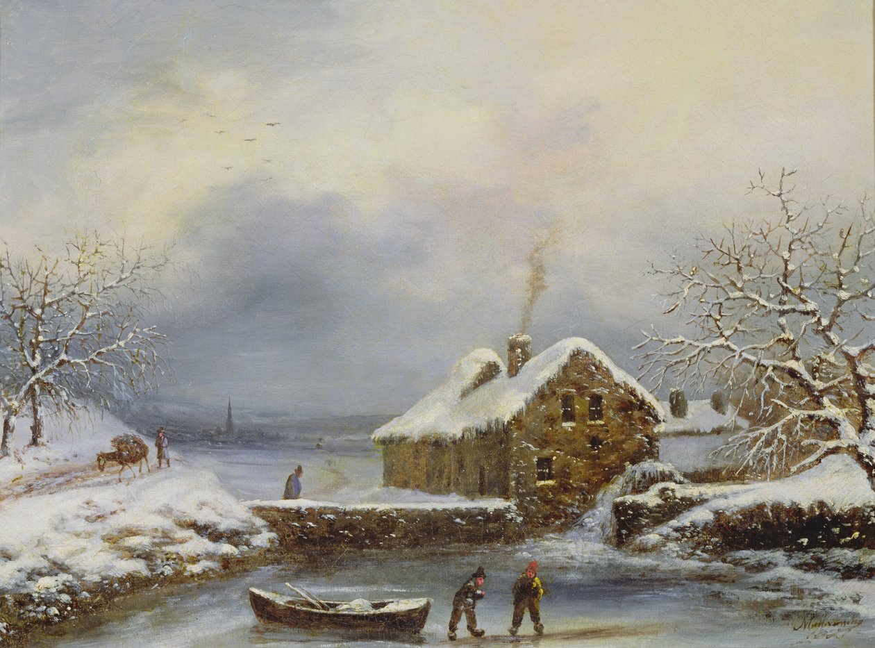 Figürlü Donmuş Nehir Sahnesi by Louis Claude Mallebranche