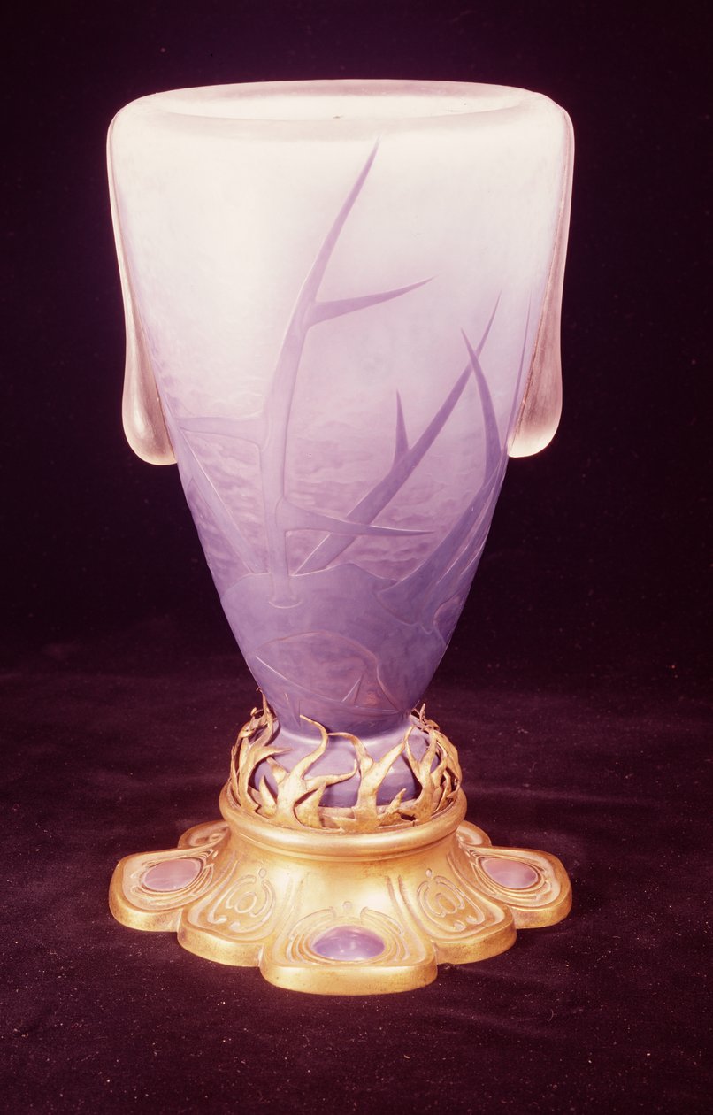 Ormolu tabanlı favrile vazo (cam) by Louis Comfort Tiffany