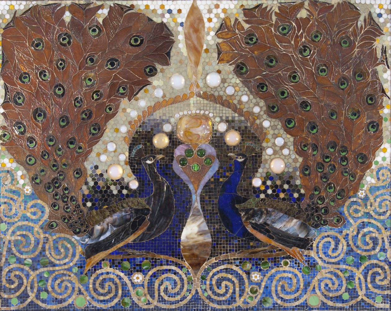 Henry O. Havemeyer evinin giriş salonundan Tavus Kuşu Mozaiği, New York by Louis Comfort Tiffany