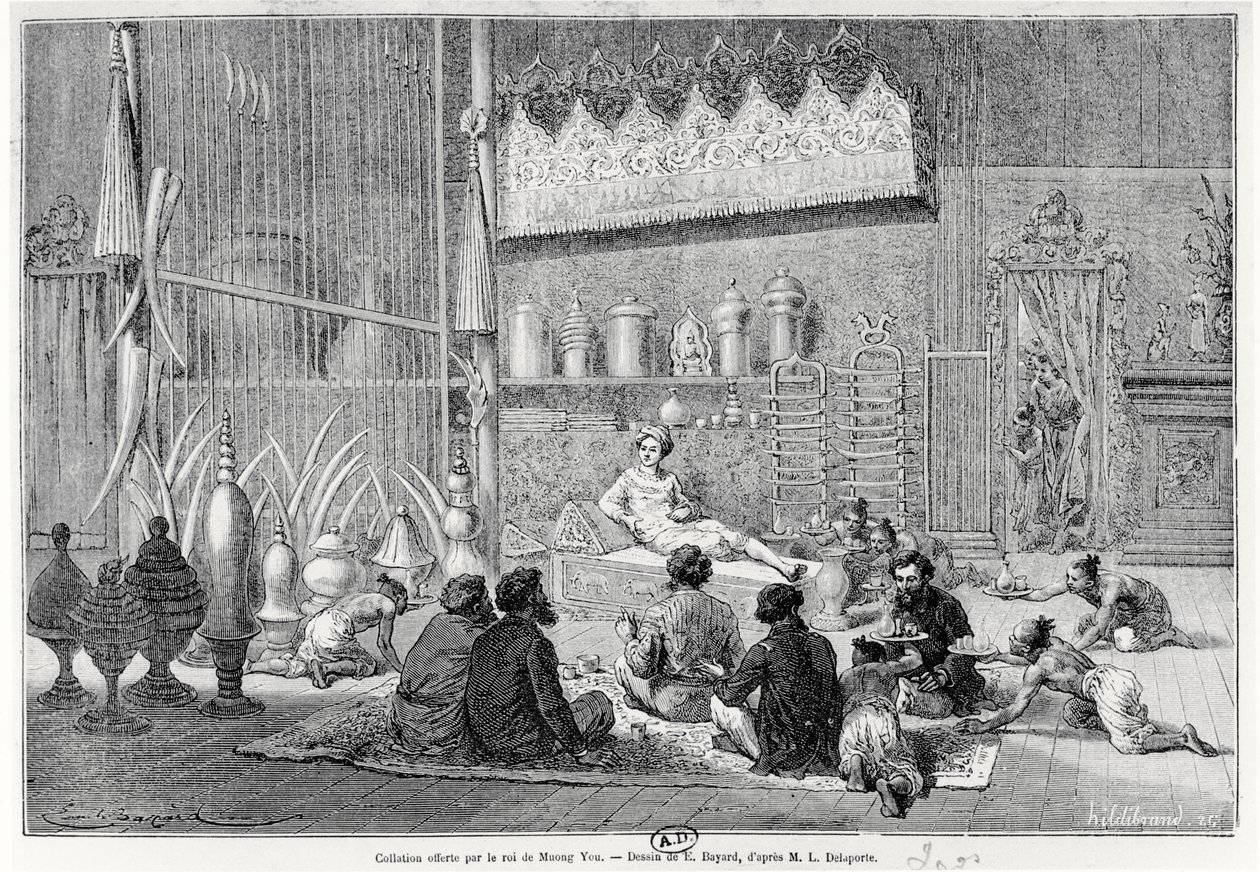 Muong You Kralı tarafından sunulan yemek, 1877 by Louis Delaporte