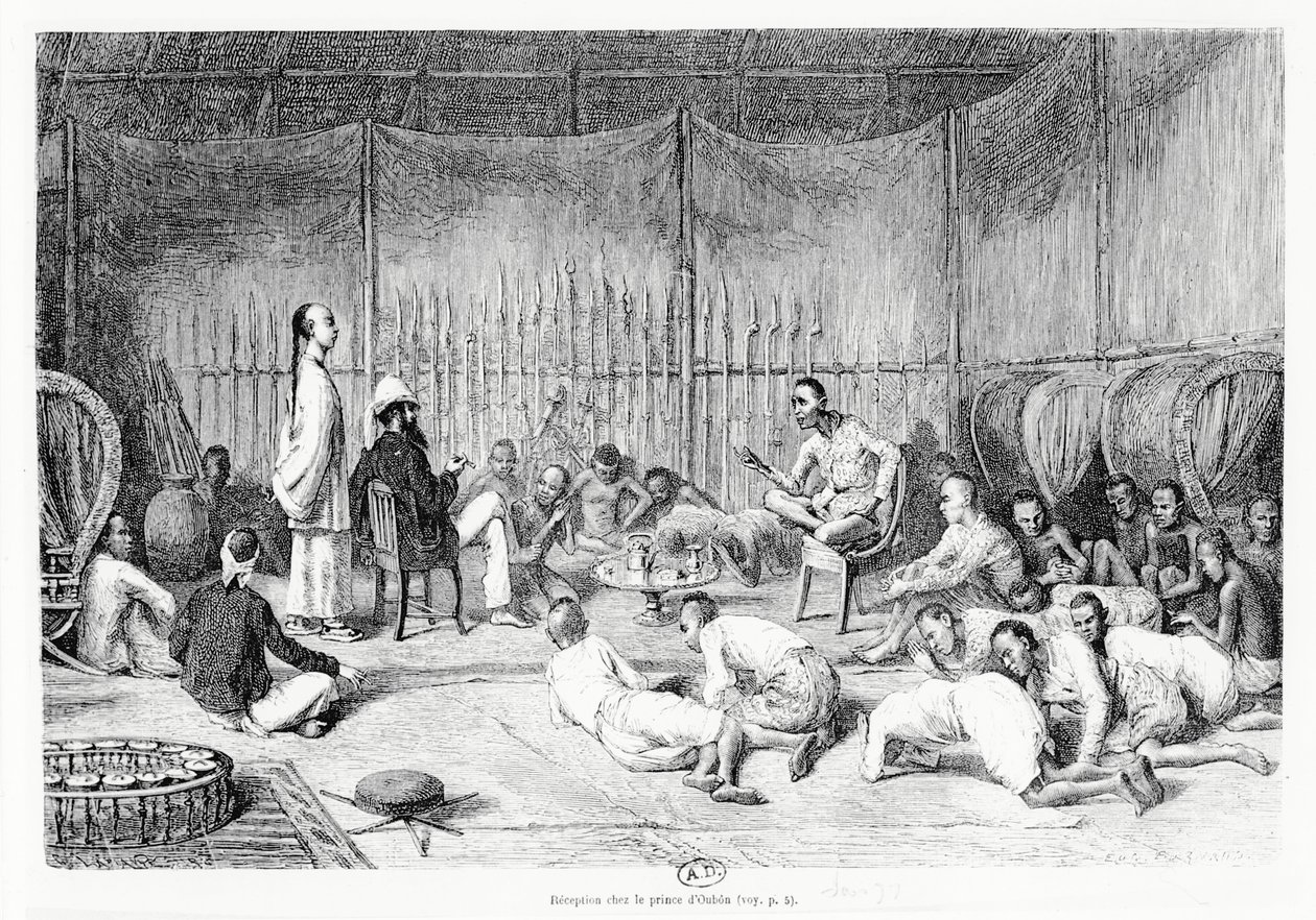 Oubon Prensi tarafından resepsiyon, Laos, 1877 by Louis Delaporte
