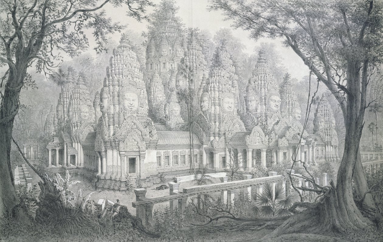 Bayon Harabeleri, Kamboçya, 1873 by Louis Delaporte