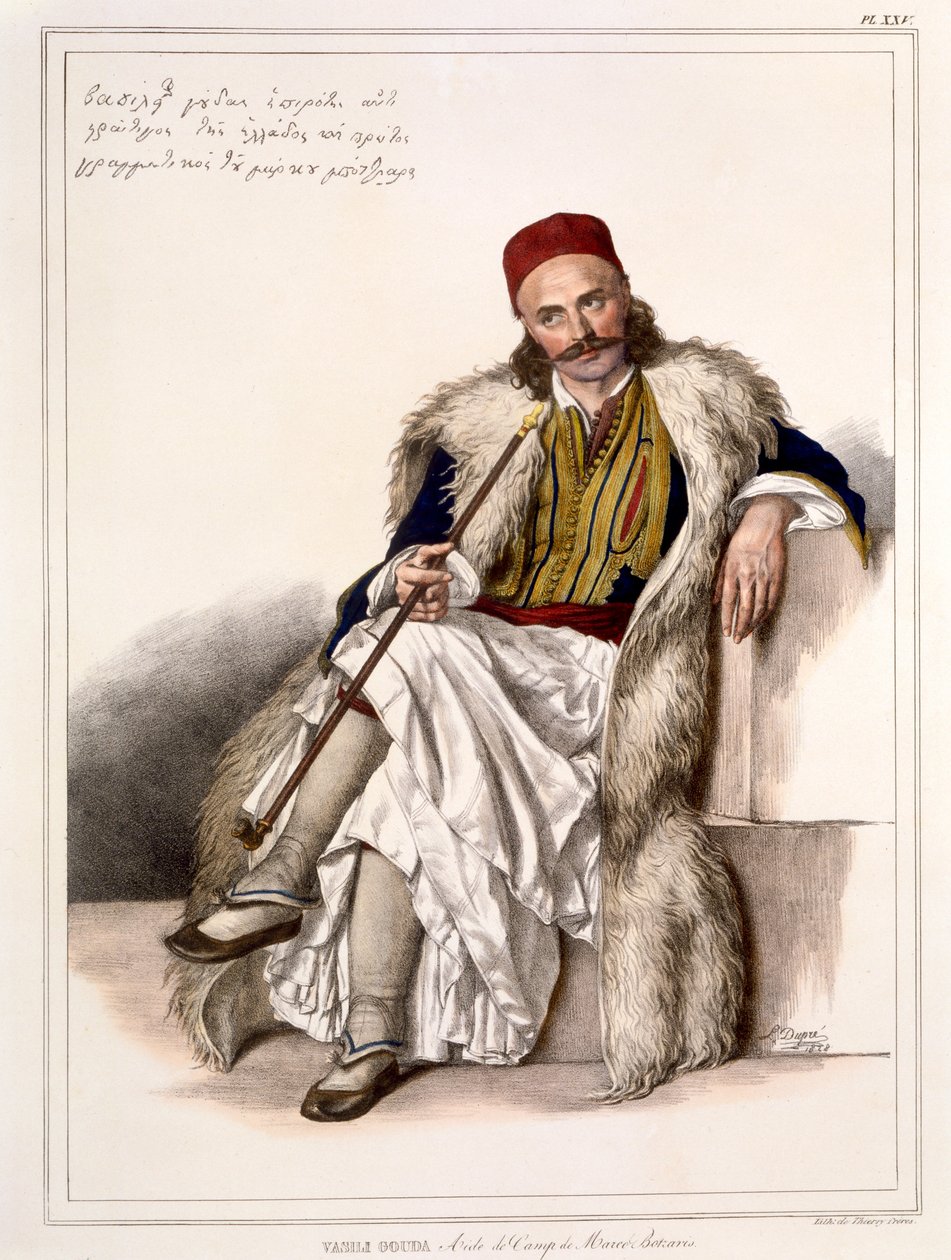 Vanila Gouda, Aide de Camp of Notis Botazaris - Plate XXV, engraved by Lemercier from 