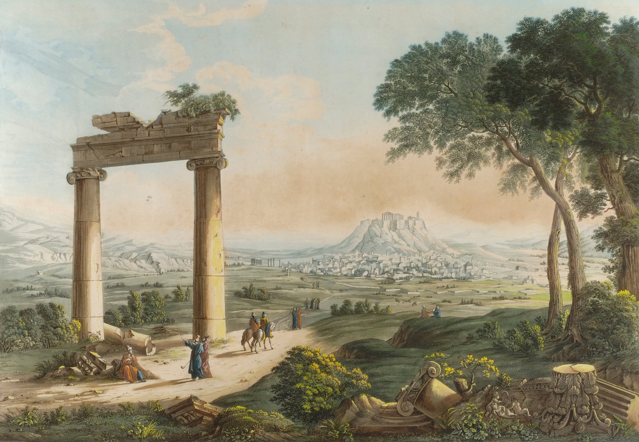 Hadrian Su Kemeri ile Atina Görünümü by Louis Francois Cassas