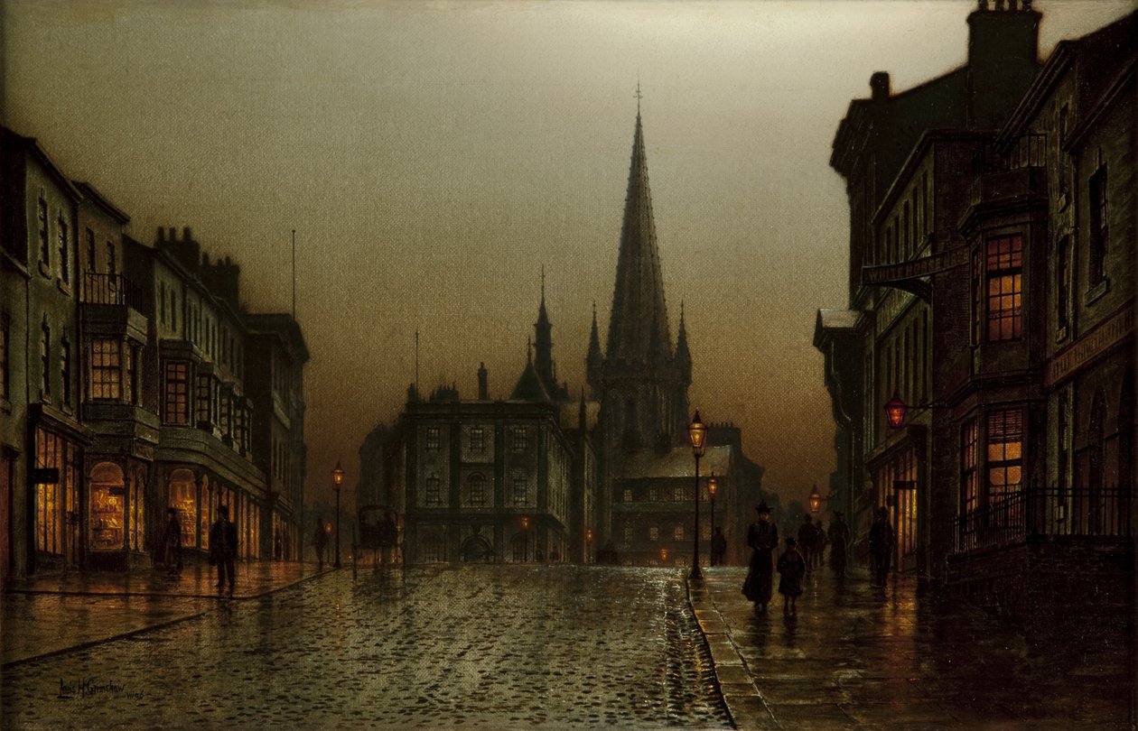 Wakefield, Yukarı Westgate, 1896 by Louis Grimshaw
