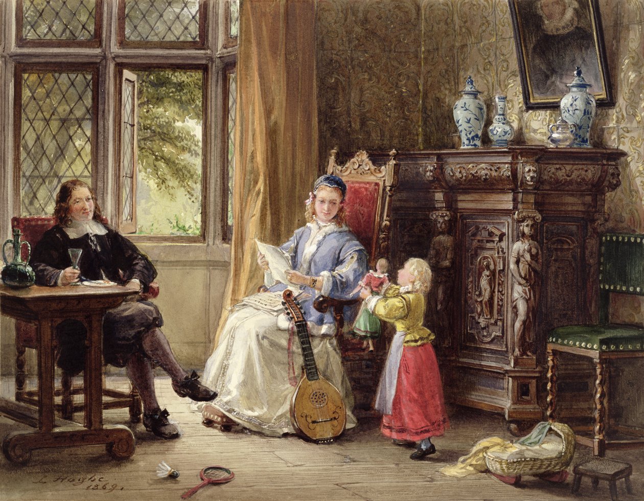 Elizabeth dönemi iç mekanı by Louis Haghe