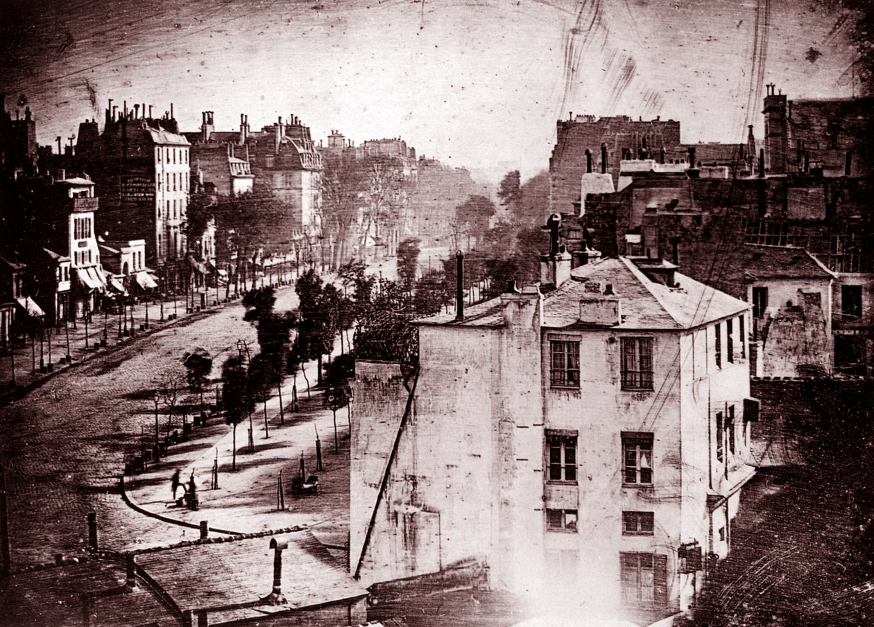 Boulevard du Temple, Paris, 3. bölge, 1838 (dagerreyotipi) by Louis Jacques Mande Daguerre