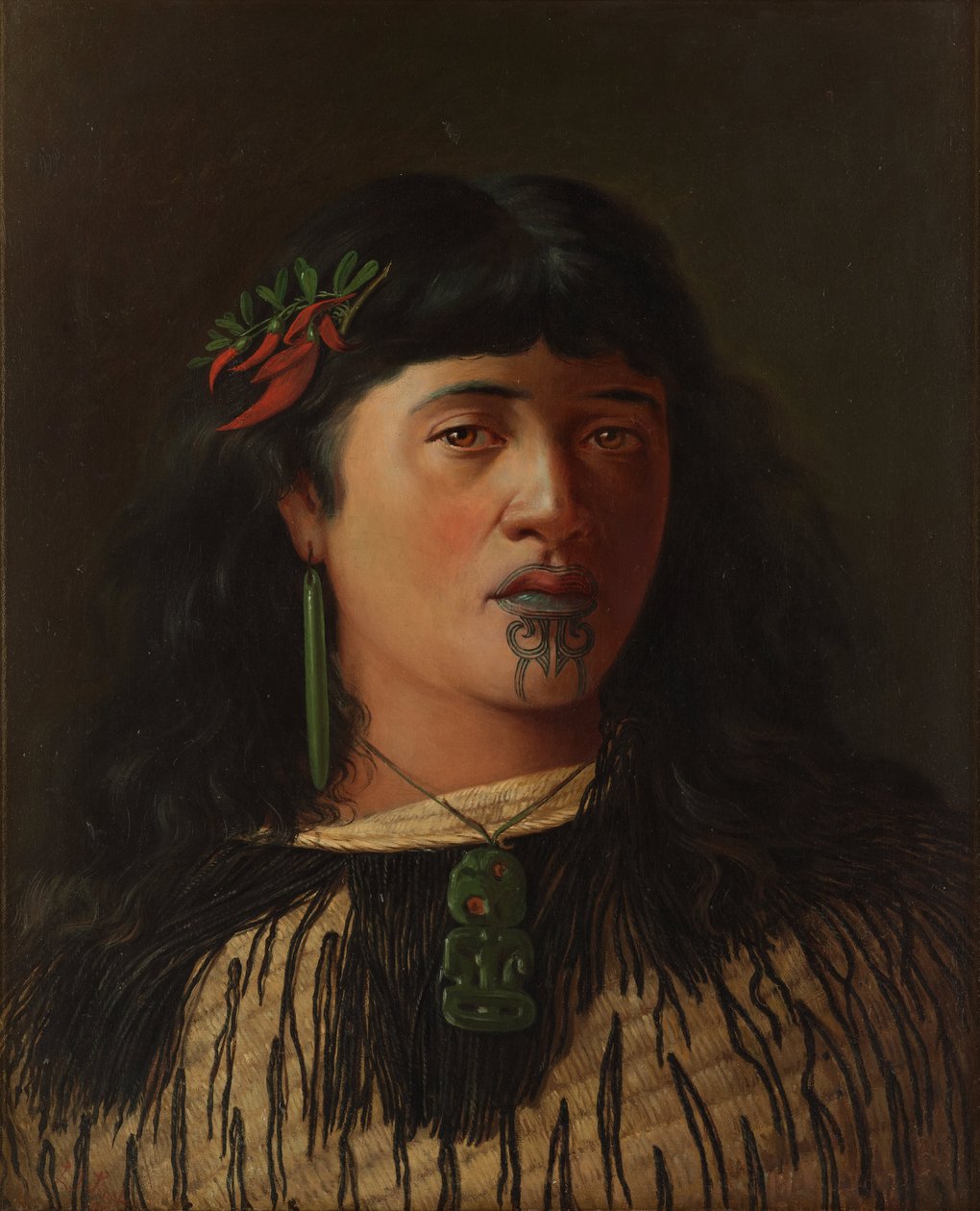 Moko ile genç bir Maori kadının portresi by Louis John Steele