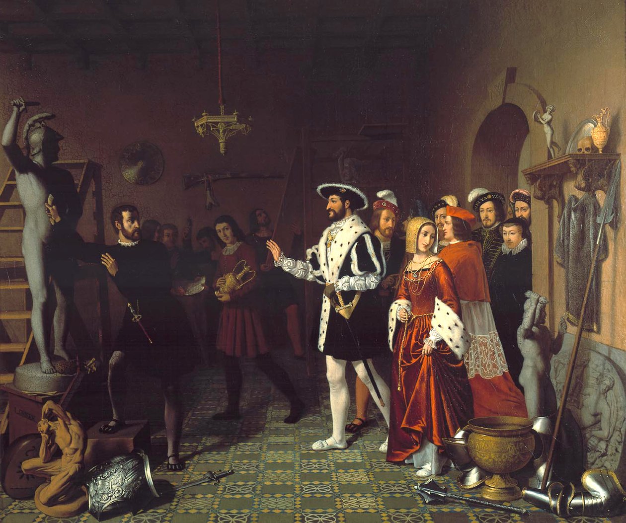 François I Visiting Benvenuto Cellini At The Castle Of Nesle, c.1845  by Louis Joseph Grisée