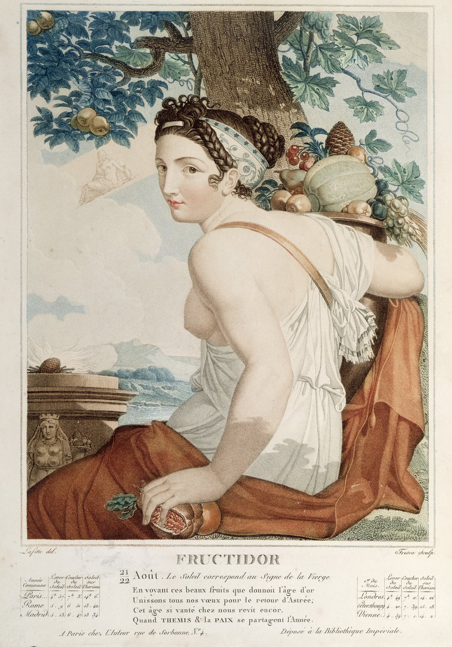 Fructidor (AğustosEylül) Cumhuriyet Takviminin on ikinci ayı, Tresca tarafından kazınmış, c.1794 by Louis Lafitte