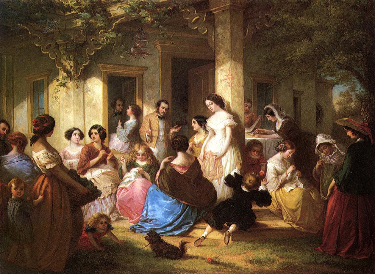 Bir Dikiş Partisi, 1857 by Louis Lang