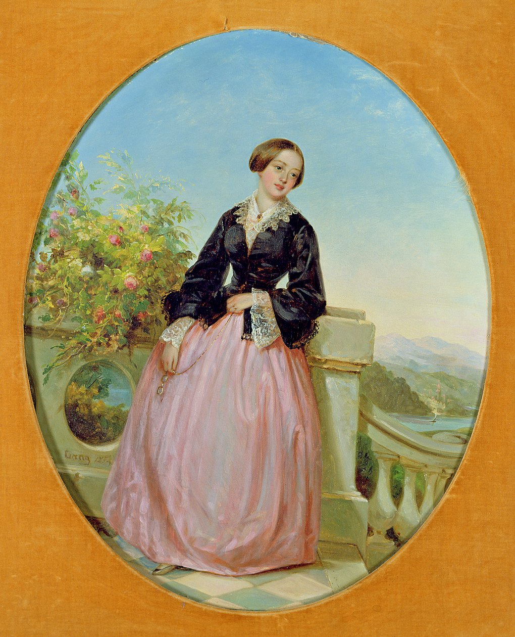 Balkonda Genç Bir Kadın, 1854 by Louis Lang