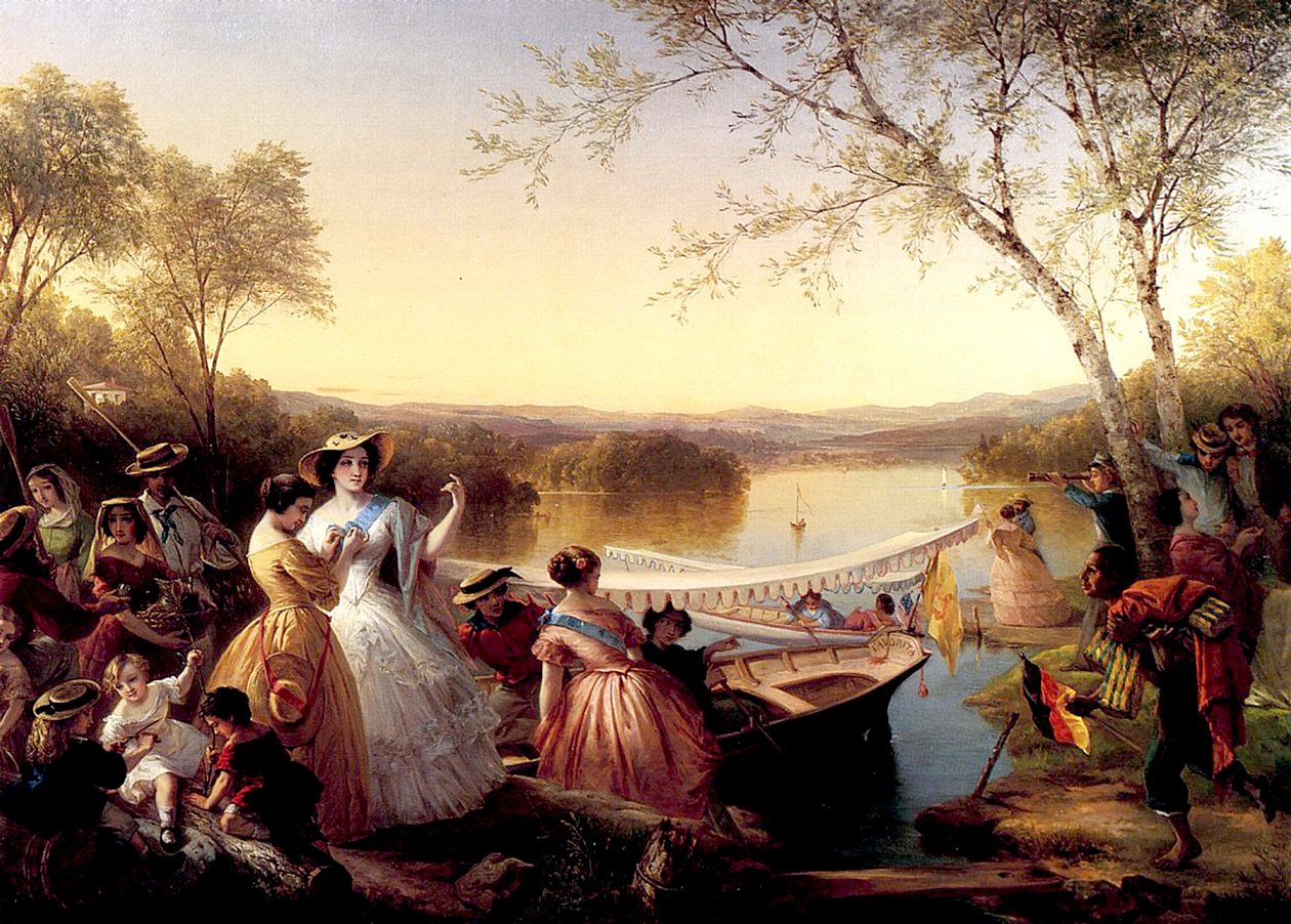 Bayanlar Tekne Yarışından Önce, Mahopac Gölü, 1864-65 by Louis Lang