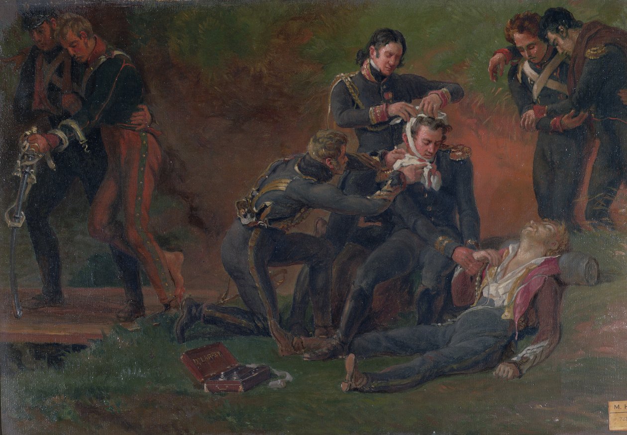 Baron Jean Dominique Larrey (1766-1843) Moskova Savaşı'nda Yaralılara Bakıyor, 7 Eylül 1812 by Louis Lejeune