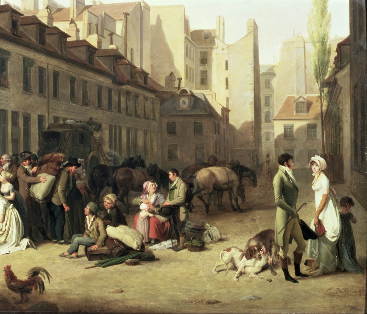 Bir Sahne Arabasının Terminale Gelişi, bazı yolcuların detayı, 82846 pano detayı 1804 yağlı boya by Louis Leopold Boilly