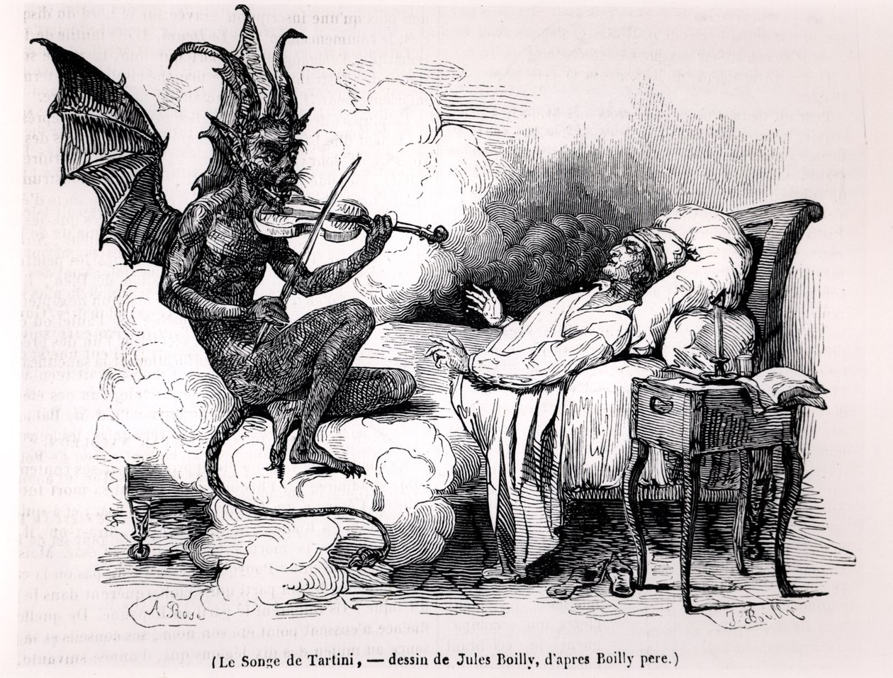 Julien Leopold Boilly (1796-1874) 1840 tarafından kazınmış Tartini Rüyası, by Louis Leopold Boilly