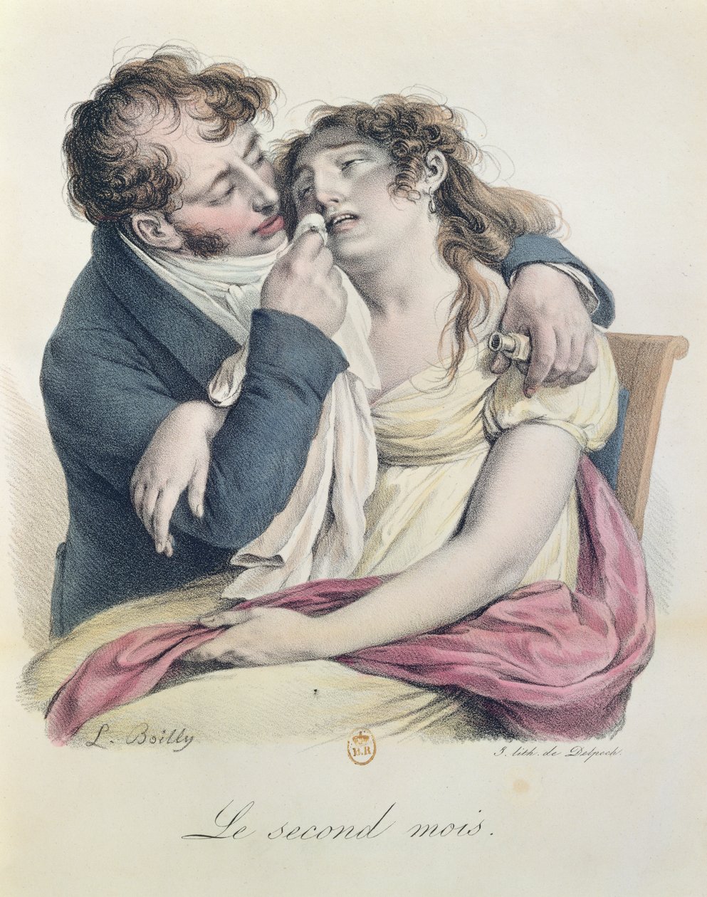 Hamileliğin ikinci ayı, c.1825 (renkli taş) by Louis Leopold Boilly