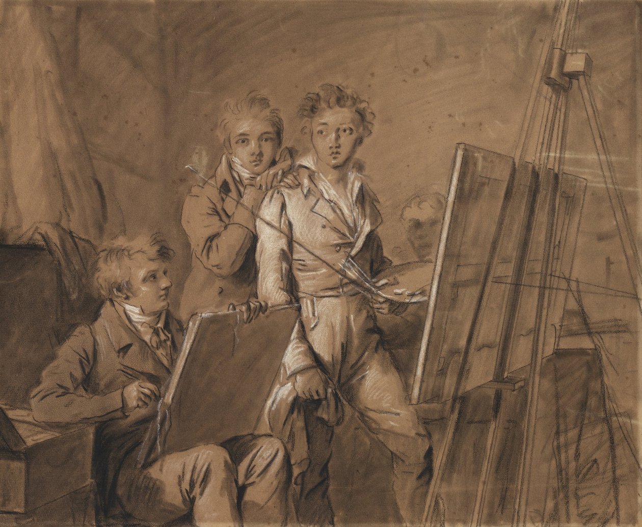 Bir Stüdyoda Üç Genç Sanatçı by Louis Leopold Boilly