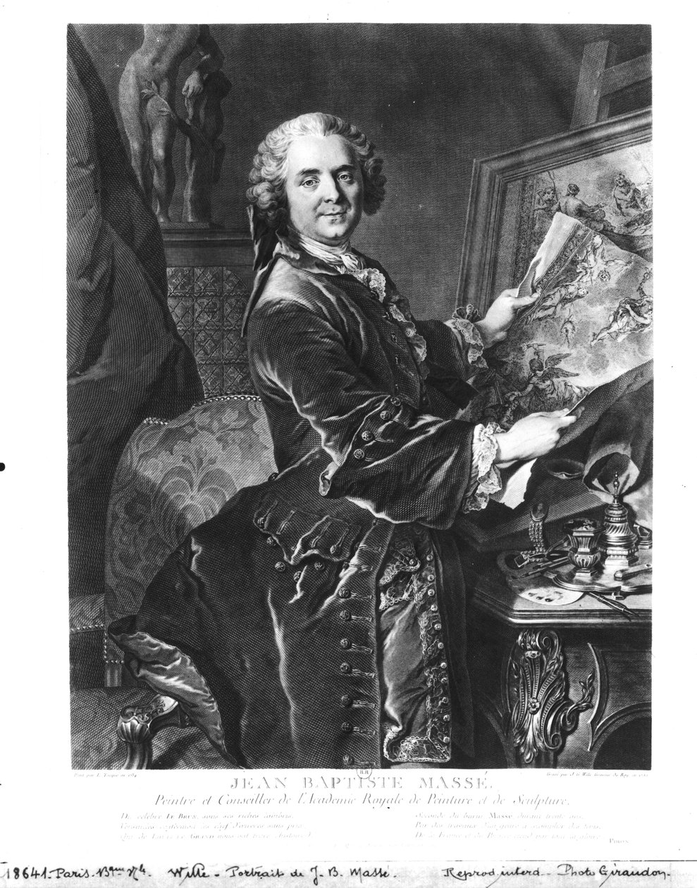 Jean Baptiste Masse (1687-1767), Johan Georg Wille (1715-1808) 1755 tarafından oyulmuş by Louis Tocqué