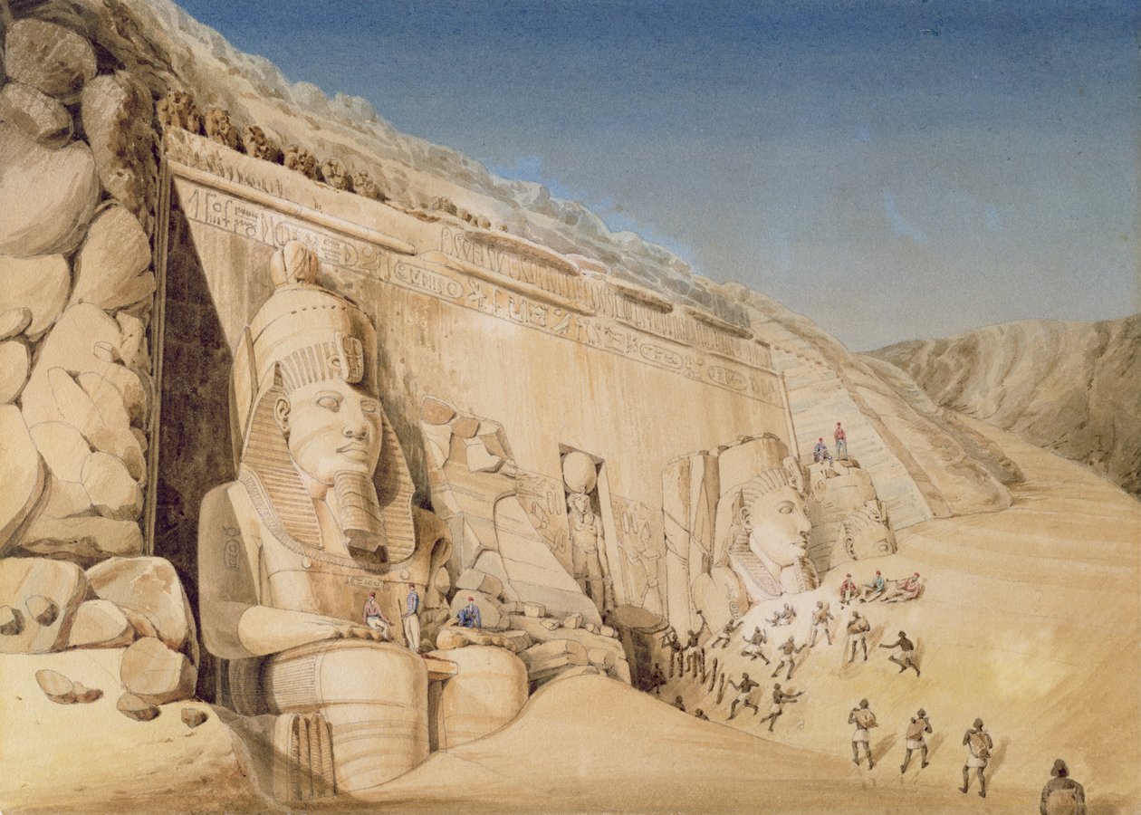 Büyük II. Ramses Tapınağı Kazısı, Abu Simbel, 1819 by Louis M.A. Linant de Bellefonds