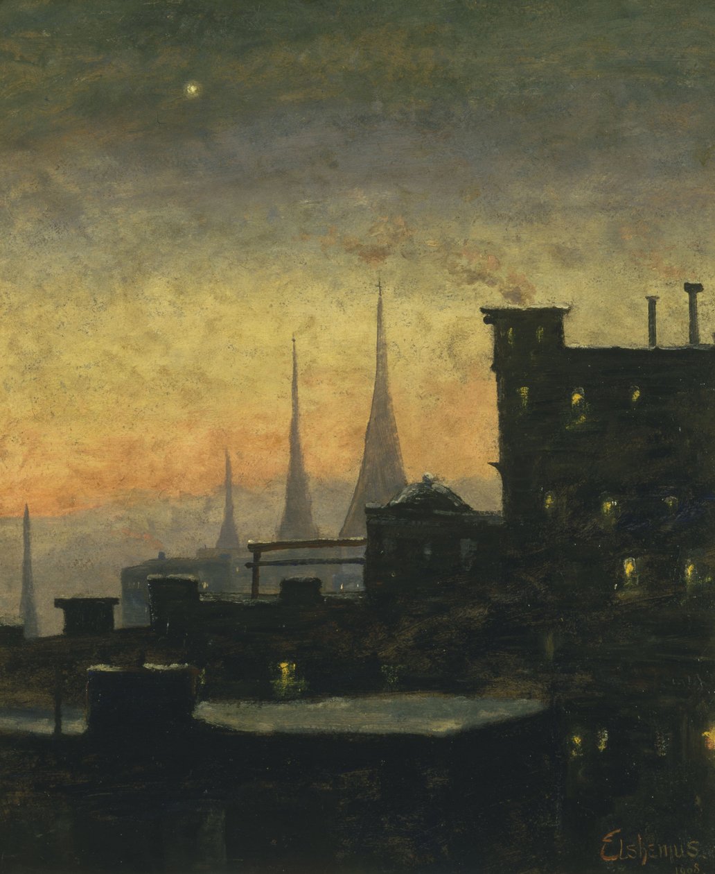 New York Çatı Üstleri by Louis Michel Eilshemius