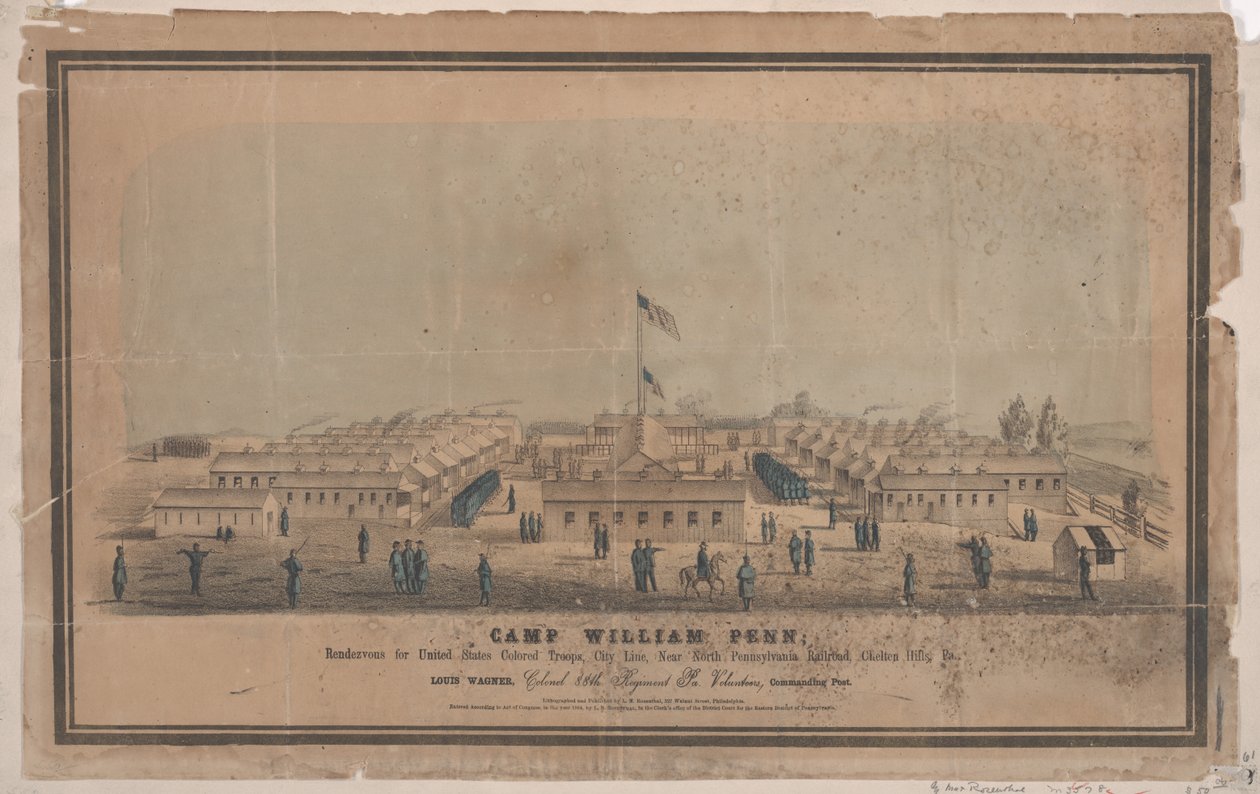 Kamp William Penn, 1864 dolayları (kromolitho) by Louis N. Rosenthal
