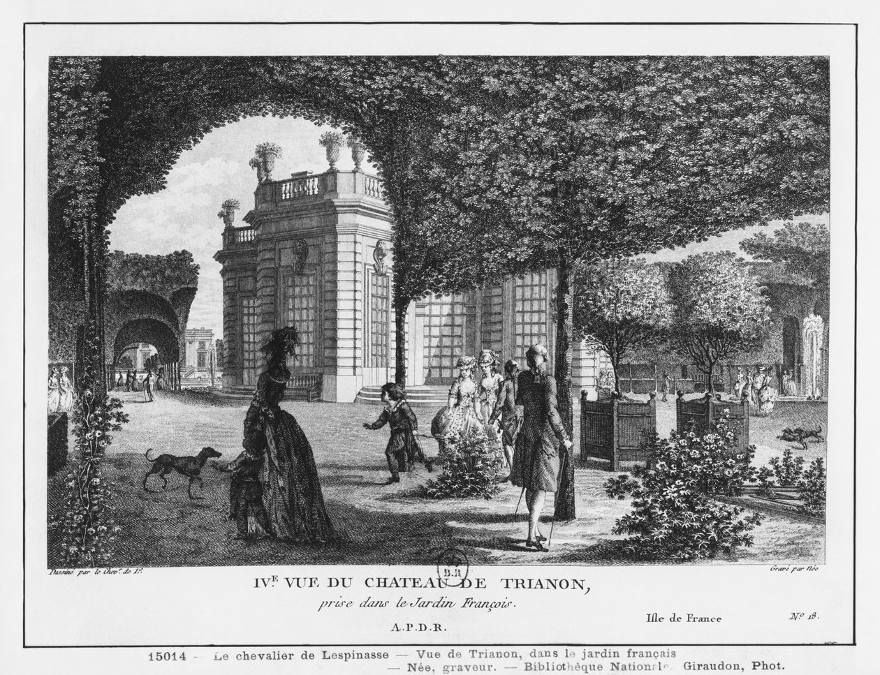 François Denis Nee (1732-1817) tarafından oyulmuş, Fransız bahçesinde çekilen Trianon