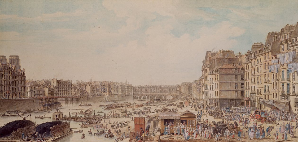 The Port au Ble and the Pont Notre-Dame, 1782  by Louis Nicolas de Lespinasse