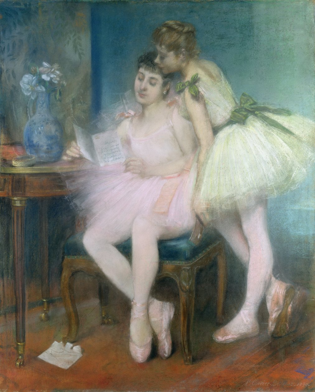 La Lettre (The Letter) 1890 (pastel on paper laid down on canvas) by Louis Robert Carrier-Belleuse