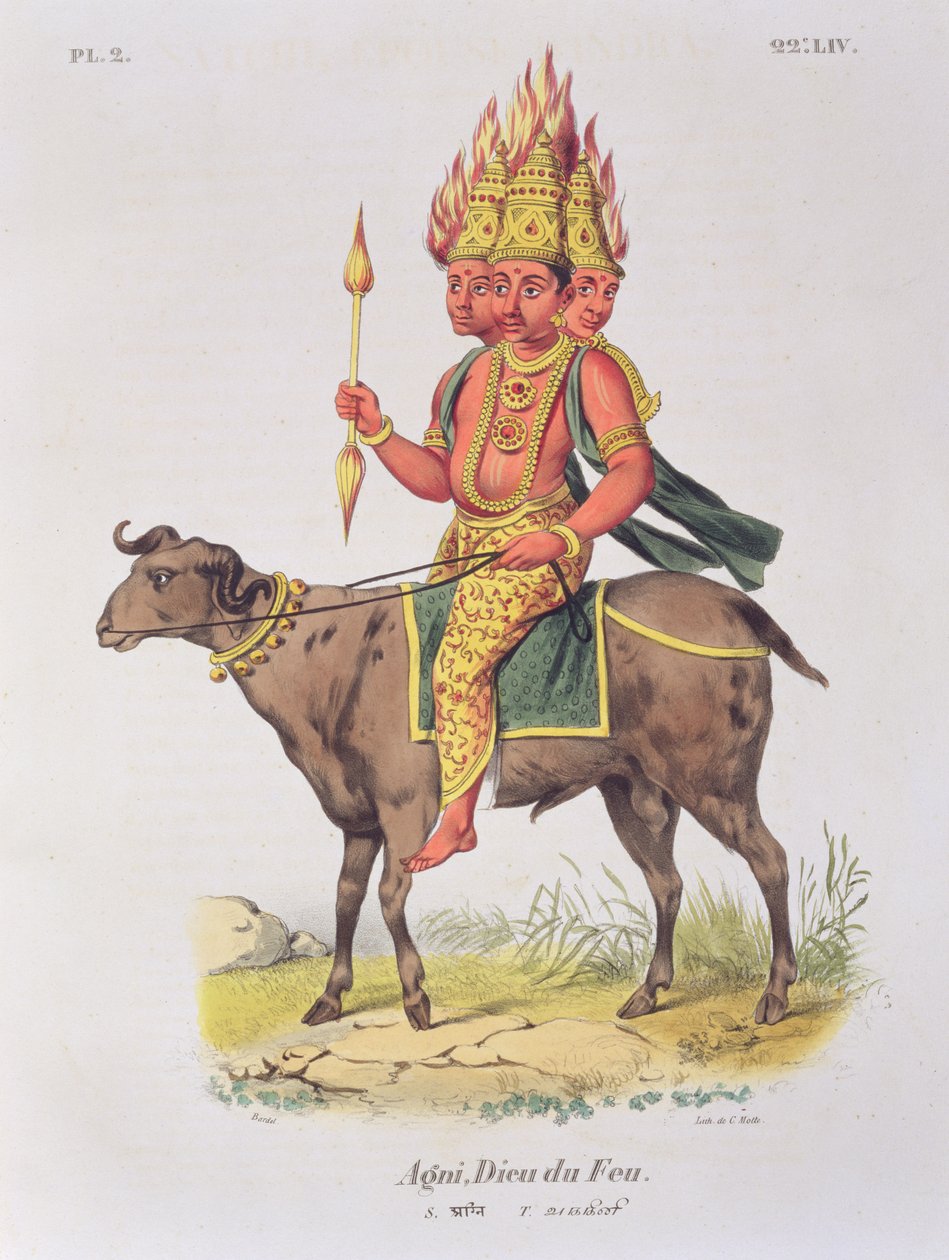 Agni, Ateş Tanrısı, Charles Etienne Pierre (1785-1836) tarafından oyulmuş by Louis Thomas Bardel