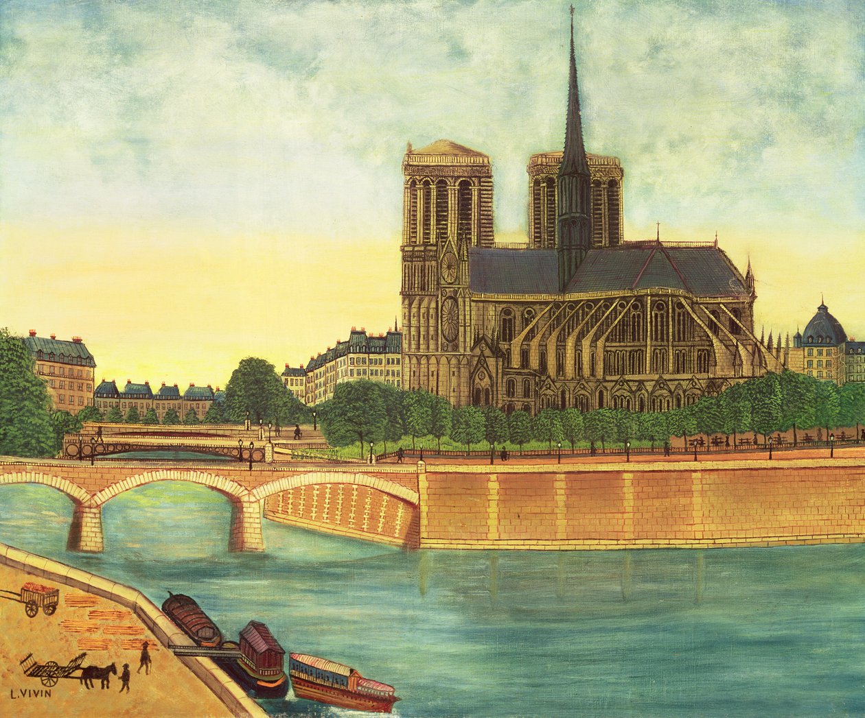 Notre-Dame (apsisin görünümü) c.1933 by Louis Vivin