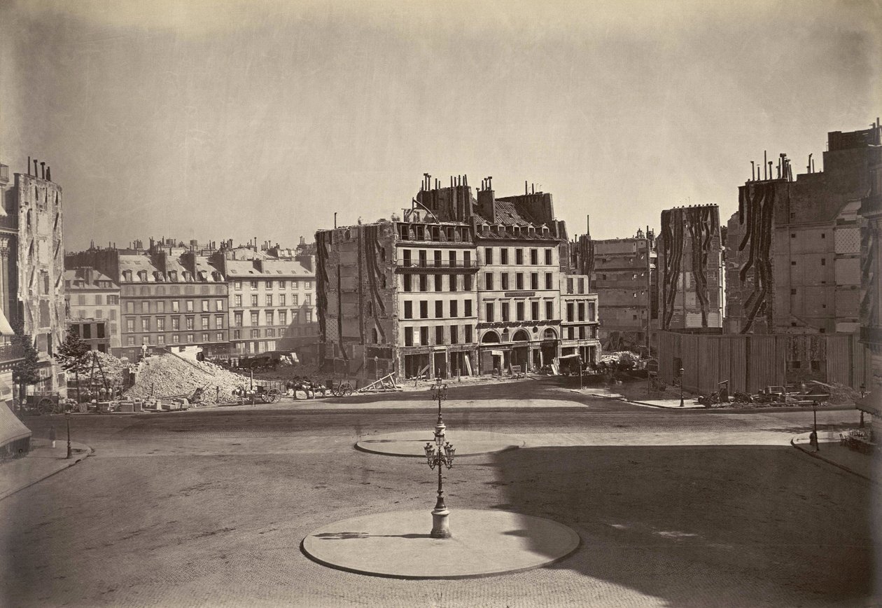 1868'de Paris'teki "Place de l'Opera" üzerinde çalışıyor, fotoğraf: Louis-Emile Durandelle by Louis Emile Durandelle