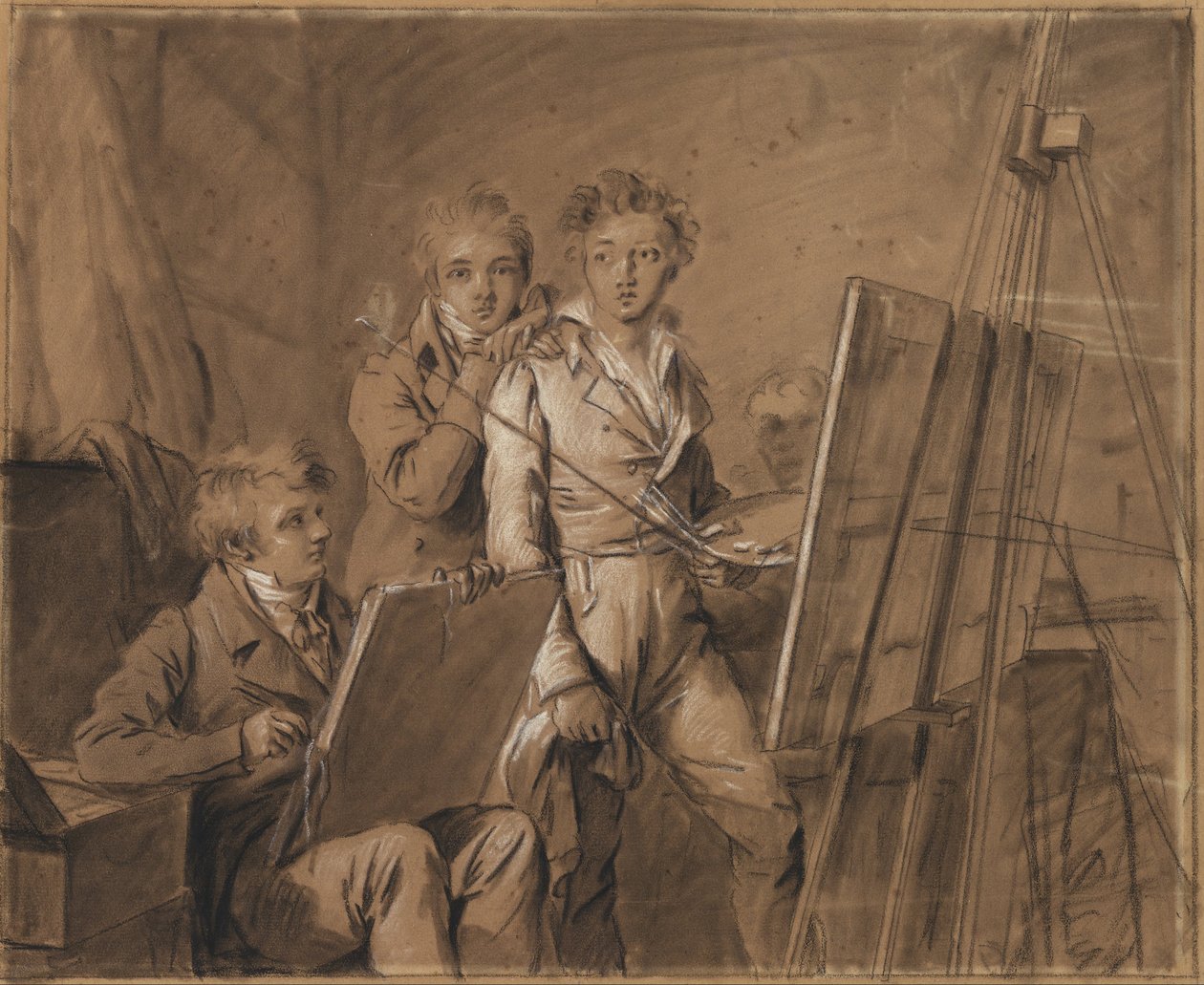 Bir Stüdyoda Üç Genç Sanatçı by Louis Leopold Boilly