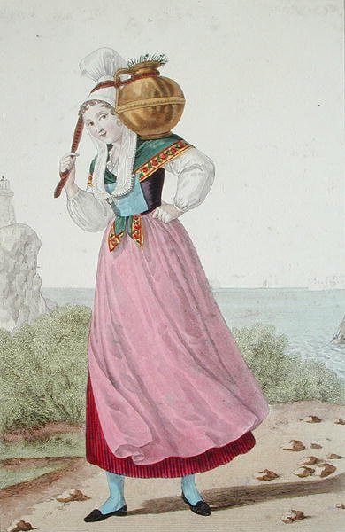 Cherbourg bölgesinin sütçü kızı, 1820 dolayları (renkli taş) by Louis Marie (after) Lante