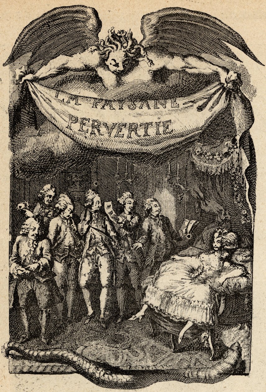 Restif de La Bretonne (1734-1806) Fransız yazar tarafından “Sapık Köylü veya Şehrin Tehlikeleri” için illüstrasyon. 18. yüzyıl Binet tarafından gravür. by Louis (after) Binet