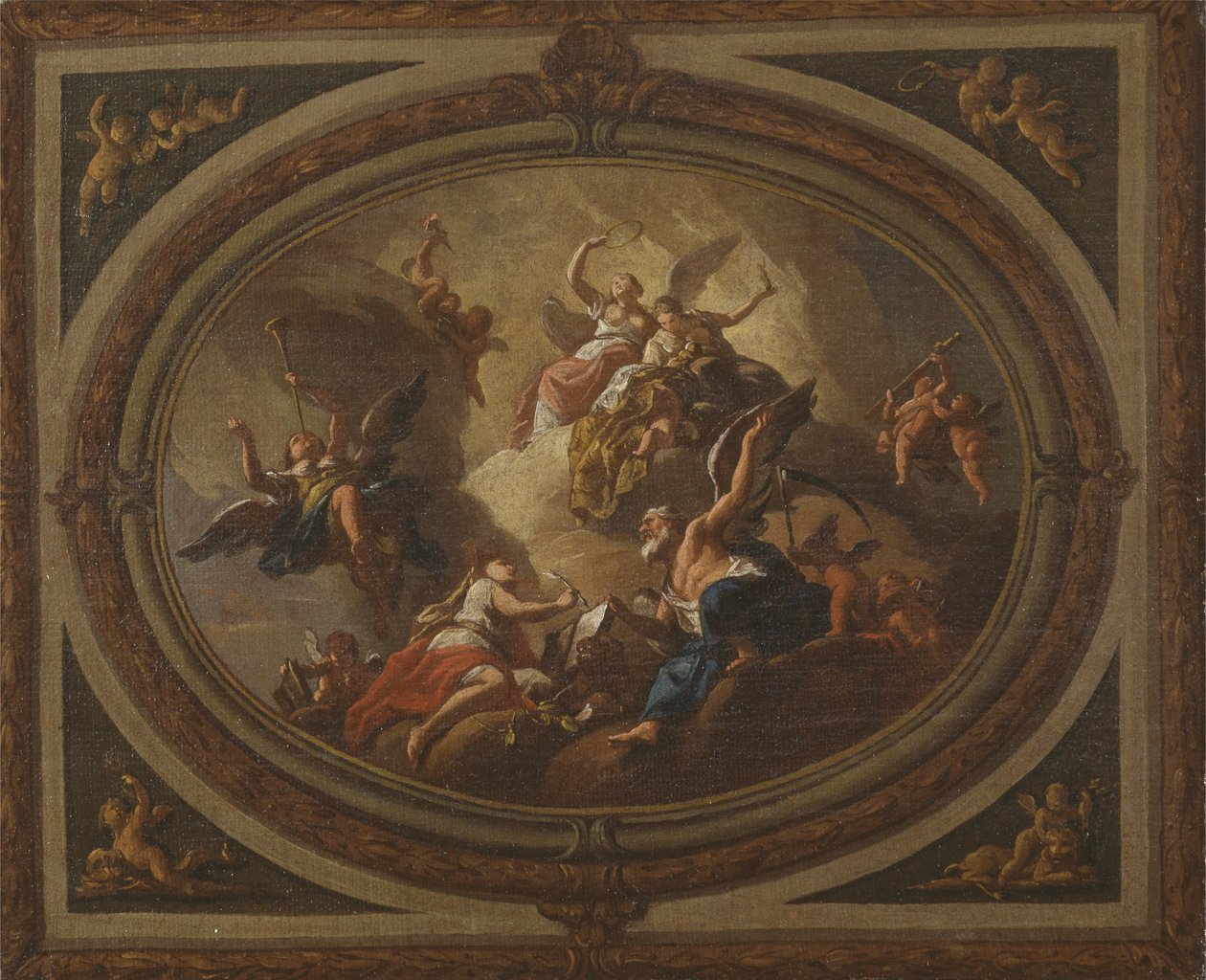 Oval Tavan için Eskiz, c.1705 (tuval üzerine yağlı boya) by Louis (after) Laguerre