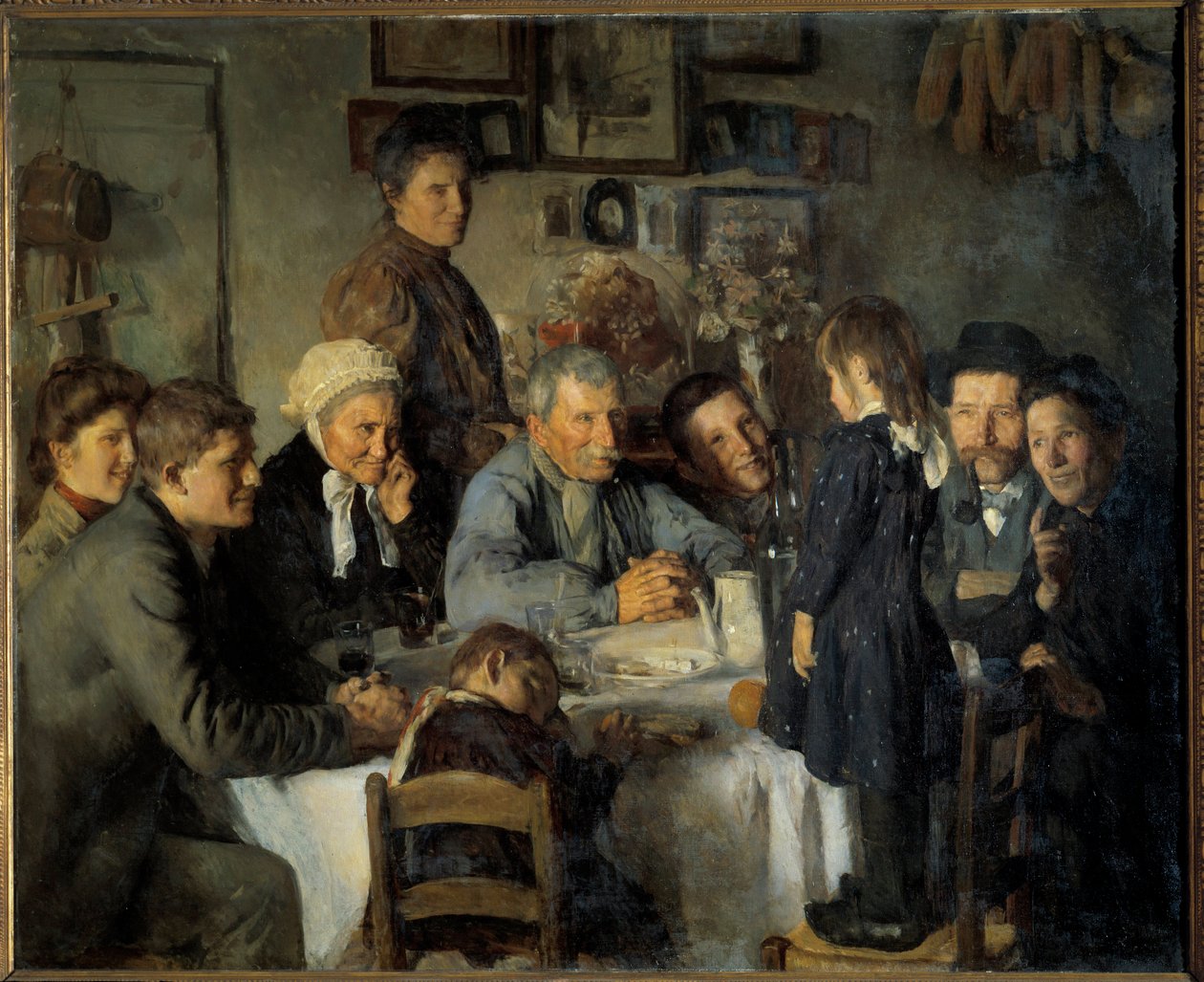 Köylülerin Altın Düğün Aile yemeği. Louis Adolphe Dechenaud