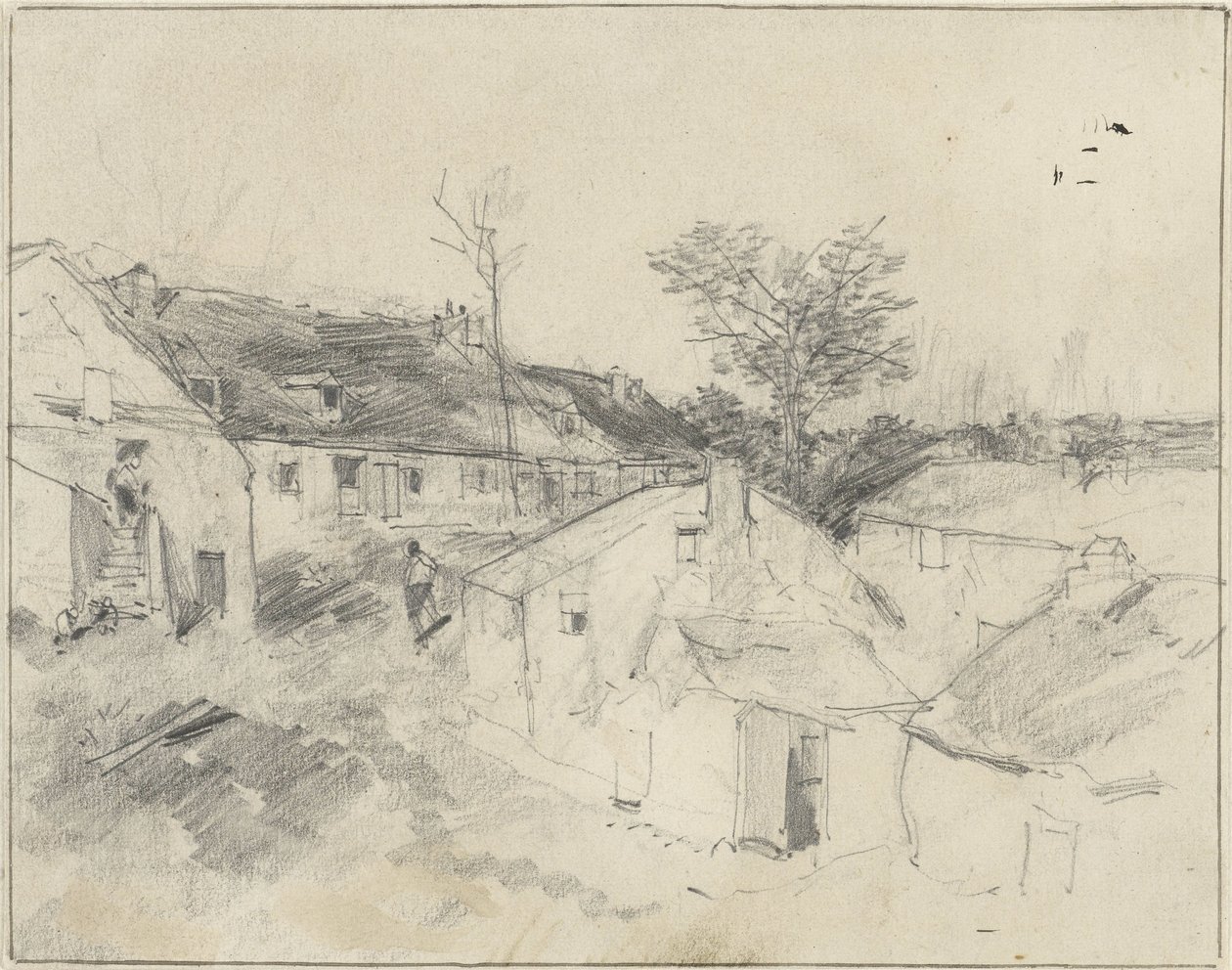 köy manzarası by Louis Adolphe Hervier