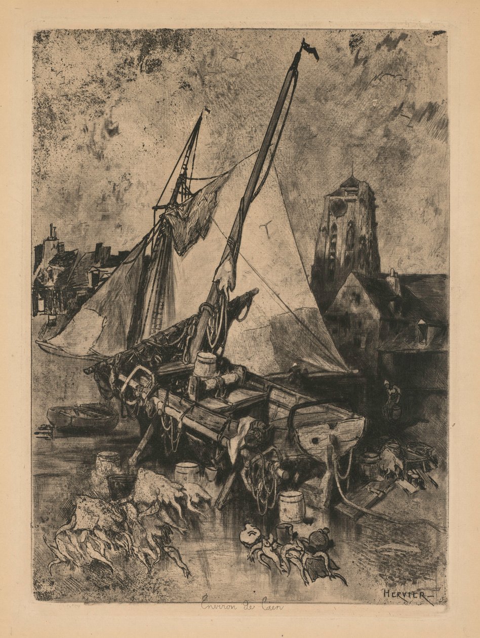 Balıkçı Tekneleri, Normandiya Environ de Caen, c. 1862-1864. by Louis Adolphe Hervier
