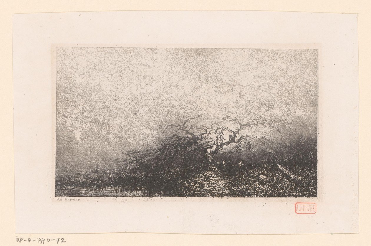 Havuz kenarında bir ağaçla manzara Farklı manzaralar (dizi başlığı) Croquis du voyage de 1843 (dizi adı) by Louis Adolphe Hervier