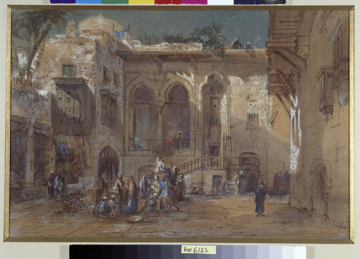 Kahire, Mısır'da canlı bir meydan by Louis Amable Crapelet