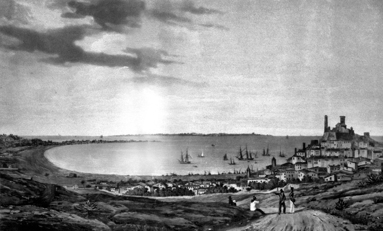 Cannes ve Sainte Marguerite Adası by Louis Ambroise (after) Garneray