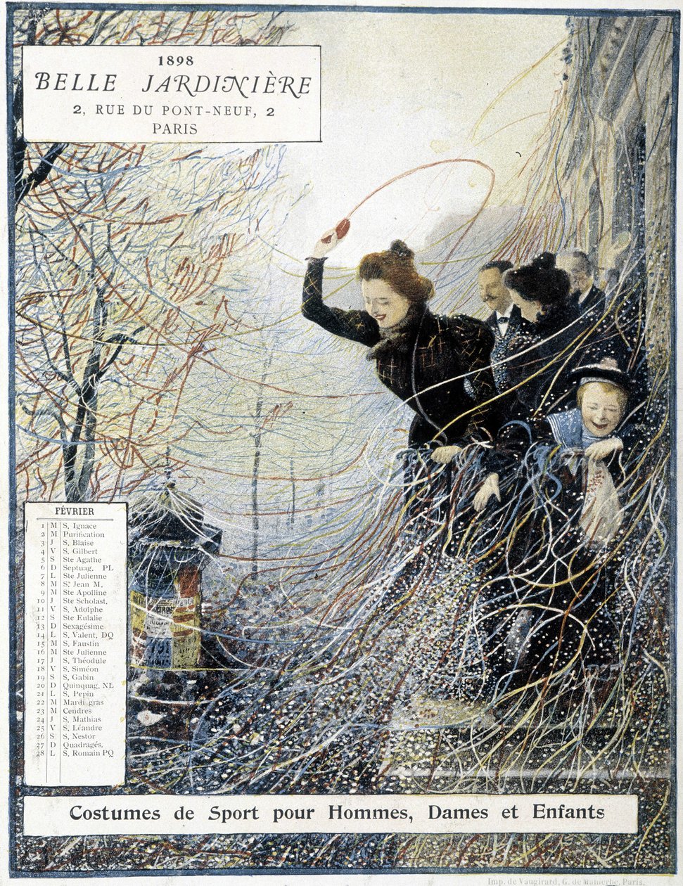 Şubat: “” Mardi Gras” karnavalı - mağaza takvimi “” La Belle Jardinière”” by Louis Anet Sabatier