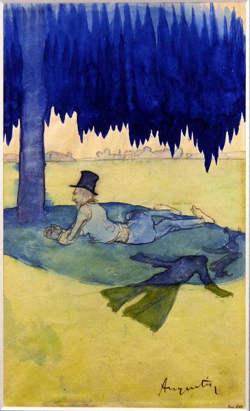 Bir ağacın altına sığınan adam, 1887 dolayları (kağıt üzerine suluboya) by Louis Anquetin