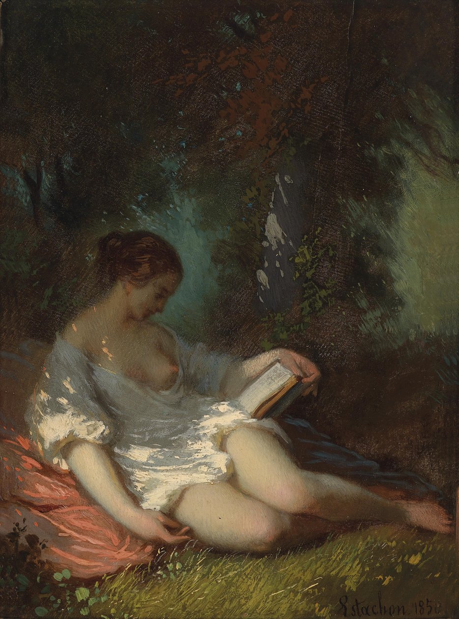 Park alanında kitap okumak by Louis Antoine Estachon