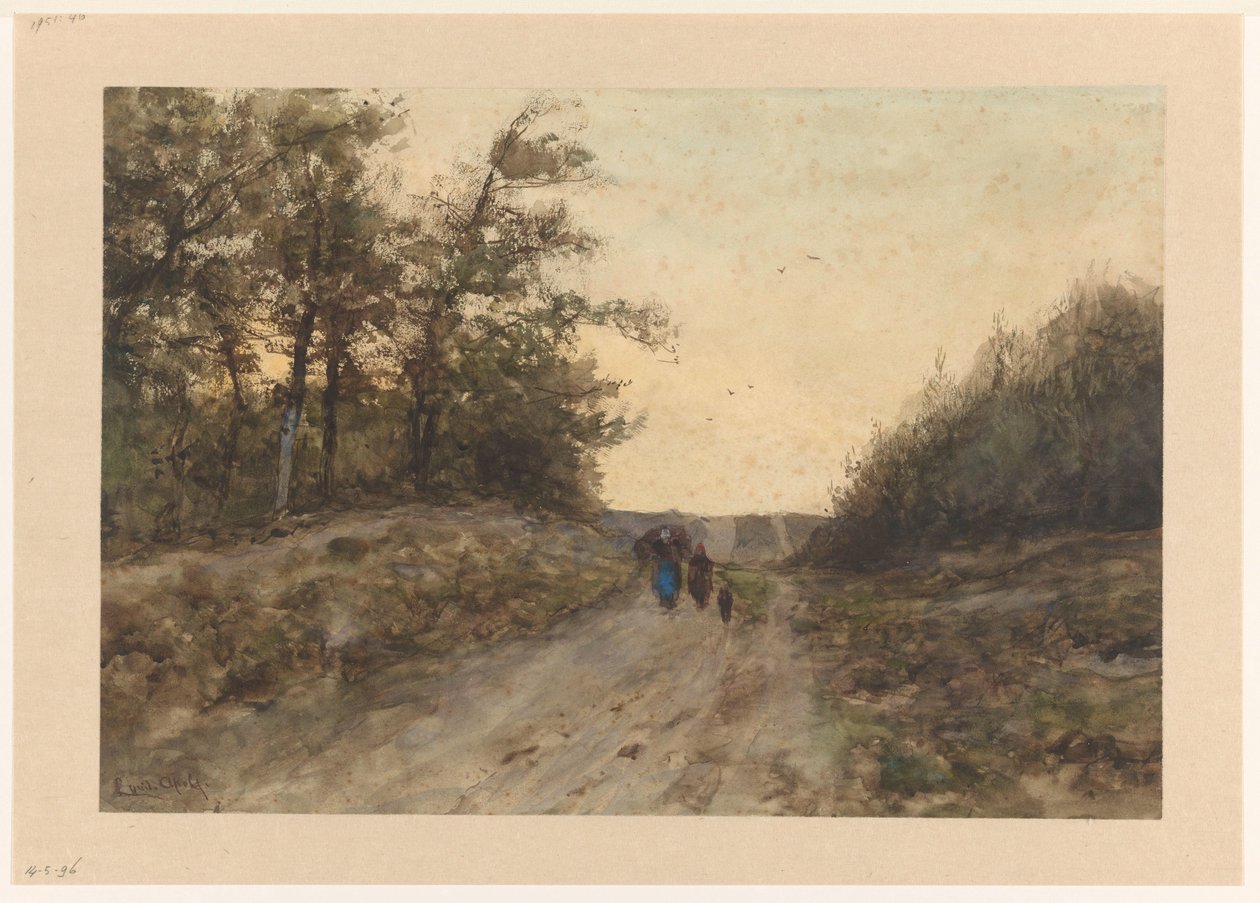 Bir köy yolunda rakamlarla manzara by Louis Apol