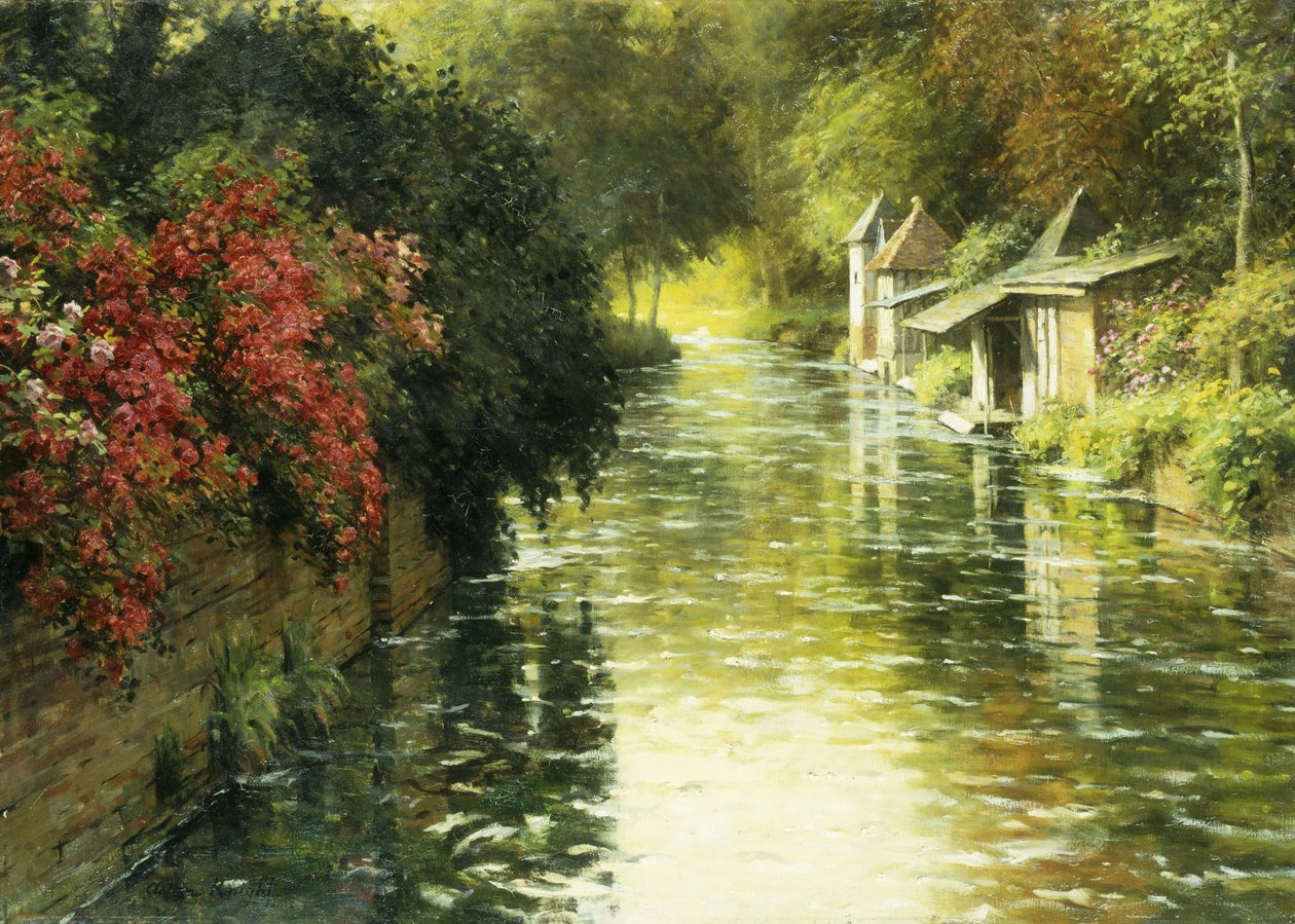 Bir Fransız Nehir Manzarası (tuval üzerine yağlı boya) by Louis Aston Knight